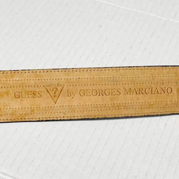 Guess Georges Marciano Vtg 90s Chunky Leather Belt Black Croc Emboss 3058 Sz M main image 8